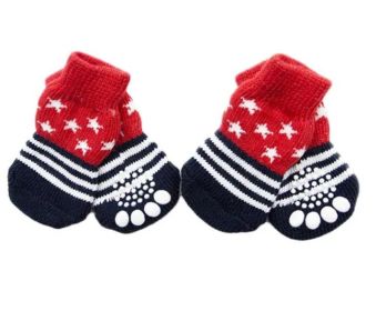 Red Stars Dog Socks 4 Pcs