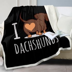 Dachshund Lovers Sherpa Blanket Cute Dachshund Animal Fleece Reversible Blanket Wiener Sausage Dog 3D Printed Reversible Bed or Couch Throw 50*60 Inch
