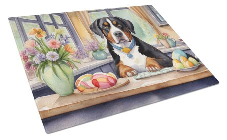 NEW Decorating Easter Greater Swiss Mountain Dog Glass Cutting Board Decorative Tempered Glass Kitchen Cutting and Serving Board Large Size Chopping B