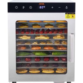 VEVOR Electric Food Dehydrator Machine, 800W Electric Food Dryer, 10 Stainless Steel Trays, with Digital Adjustable Timer & Temperature for Jerky, Her
