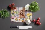 NEW Decorating Easter Cocker Spaniel Glass Cutting Board Decorative Tempered Glass Kitchen Cutting and Serving Board Large Size Chopping Board