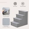 PawHut Pet Stairs Small Dog Steps for Couch Bed with Cushioned Cover Grey
