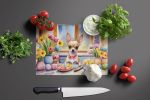 NEW Decorating Easter Chihuahua Glass Cutting Board Decorative Tempered Glass Kitchen Cutting and Serving Board Large Size Chopping Board