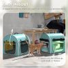 PawHut 39" Portable Soft 2 Sided Pet Cat Carrier with Divider, Two Compartment, Soft Cushions, & Storage Bag, Green