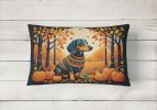 Autumn Leaves Throw Pillow Throw Pillow for Indoor Couch Bed Outdoor Patio Washable, Dachshund Black and Tan,12Hx16W