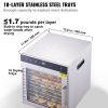 VEVOR Electric Food Dehydrator Machine, 800W Electric Food Dryer, 10 Stainless Steel Trays, with Digital Adjustable Timer & Temperature for Jerky, Her