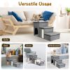 3 Step Pet Stair 4-IN-1 Foldable Dog Ramp Non-Slip Cat Storage Ladder with Scratcher Storage and Pet House for Old Pet Small/Medium Dog/Cat 165LBS Max