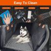 Dog Car Seat Cover For Back Seat Waterproof Oxford Cloth Seat Cover Hammock Non-Slip Scratchproof Back Seat Extender with Side Flap Mesh Window Storag