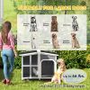 PawHut Cabin-Style Wooden Dog House for Large Dogs with Openable Roof & Giant Window, Dark Gray