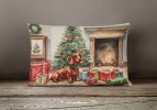 Waiting on Christmas Throw Pillow Throw Pillow for Indoor Couch Bed Outdoor Patio Washable, Dachshund 1349,12Hx16W