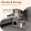 3 Step Pet Stair 4-IN-1 Foldable Dog Ramp Non-Slip Cat Storage Ladder with Scratcher Storage and Pet House for Old Pet Small/Medium Dog/Cat 165LBS Max