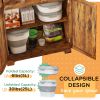 6-30lb Dog Food Storage Container Collapsible Design with Airtight Lids, Rolling Wheels, Cup, Bowl, Spoon, Grey