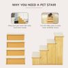 PawHut Pet Stairs, Small Pet Steps with Cushioned Removable Covering for Dogs and Cats Up To 22 lbs, Natural