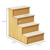 PawHut Pet Stairs, Small Pet Steps with Cushioned Removable Covering for Dogs and Cats Up To 22 lbs, Natural