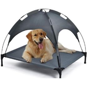 Portable Grey Pet Dog Bed With Awning