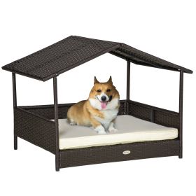 Outdoor Wicker Dog Bed with Canopy