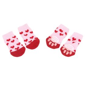 Dog Pink Red Hearts Socks