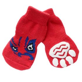 Dog Chinese Opera Face Socks, Red