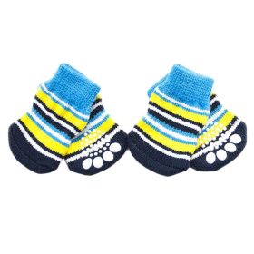 Blue Yellow Striped Pet Socks 4-Pack