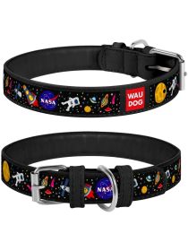 Durable Leather Dog Collar NASA