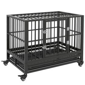 PawHut Heavy Duty Dog Crate 36 Inch Gray