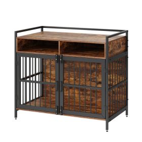Dog Crate Furniture with Storage, Double-Door Design VEVOR 41"