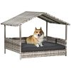 Outdoor Wicker Dog House for Small/Medium Dogs