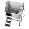 Dog Grooming Tub with Stairs and Faucet 38 Inch