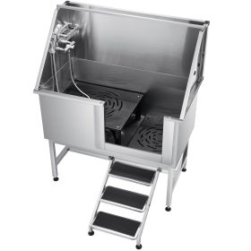 Stainless Steel Pet Grooming Tub with Stairs