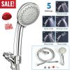 Handheld High Pressure Shower Head 5 Spray Settings Chrome