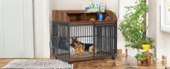 Large Wooden Dog Crate with Wheels