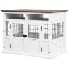 Pet Kennel End Table with Doors White