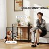 Dog Kennel Side Table with Bowls, Oak