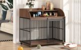 Large Wooden Dog Crate with Wheels