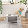 Dog Feeding Cabinet with Built-In Bowls