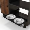 Pet Feeder Storage Cabinet with Double Stainless Bowls