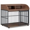 Large Wooden Dog Crate with Wheels