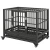 PawHut Heavy Duty Dog Crate 36 Inch Gray