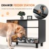 Pet Feeder Storage Cabinet with Double Stainless Bowls