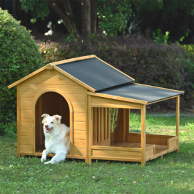Wooden Dog Kennel With Roof Elevated Floor