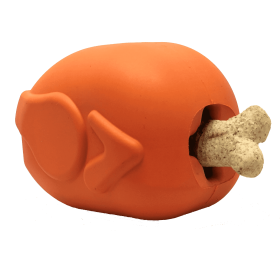 Dog Chew Toy with Treat Dispenser (Color: Orange, size: large)