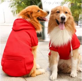 Classic Plaid Dog Hoodie Sweater (colour: Big dog zipper pocket sweater pure red, size: S (chest circumference 37, back length 25cm))
