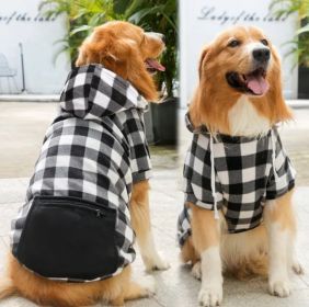 Classic Plaid Dog Hoodie Sweater (colour: Zipper pocket coat black and white, size: XL (chest circumference 52, back length 40cm))
