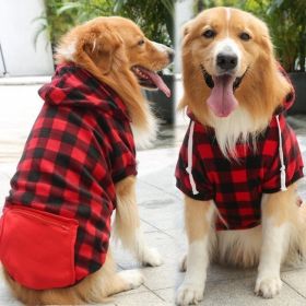 Classic Plaid Dog Hoodie Sweater (colour: Zipper pocket coat with red and black plaids, size: 4XL (chest circumference 82, back length 62cm))