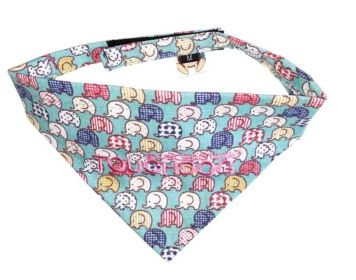Dog Bandana with Elephant Pattern (Color: Aqua, size: small)