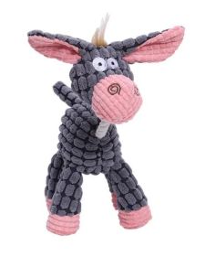 Dog Chew Toy Squeaky Animal (Color: Gray Donkey)