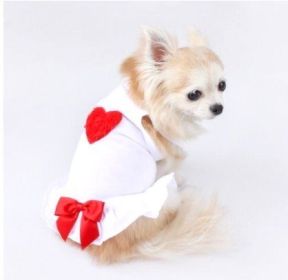 Dog Dress Puff Heart (Color: Red, size: XXS)