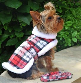 Dog Harness Coat Red Plaid (size: medium)