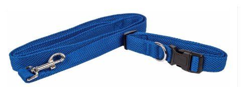 Dog Leash Collar Set Adjustable (Color: Blue, size: small)