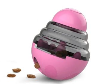 Dog Puzzle Tumbler Ball Treat Dispenser (Color: 102X 102X125 mm Pink)